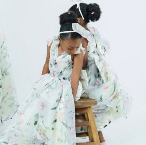 Floral Pleated Tea-Length Dress