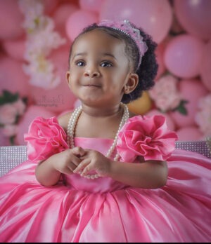 Dupioni Rosette Dress in Baby Pink