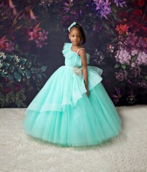 Muna Luxury Glittered Mono Dress in Mint