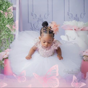 Kuku Dress in Peach & White