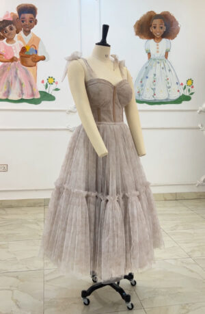 Nude Pearl Tulle Dress