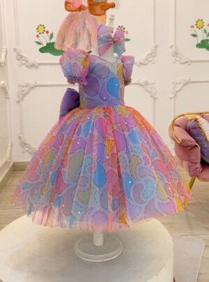 Multicolored Droplet Tulle Dress