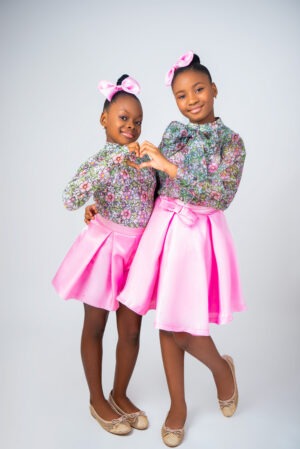 Floral Organza Blouse & Skirt Set (comes with a cami)