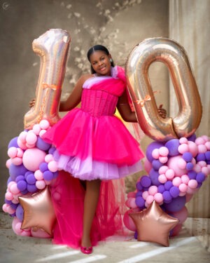 Popit Inspired Fuschia & Lilac Dress