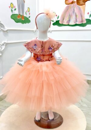The Peach Delight Cape Dress